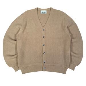 Vintage 70s Robert Bruce Alpaca Wool Cardigan Sweater Tan Button Up USA Medium